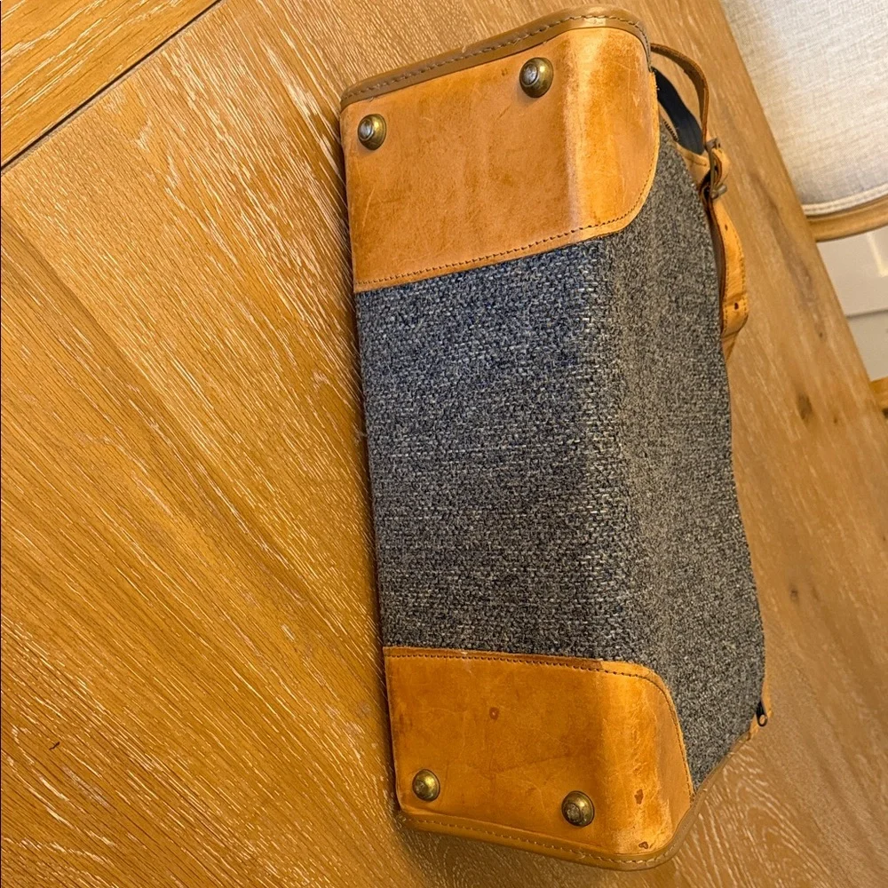 Hartmann Vintage Brown and Gray Tweed Leather Men's Carry-on Bag